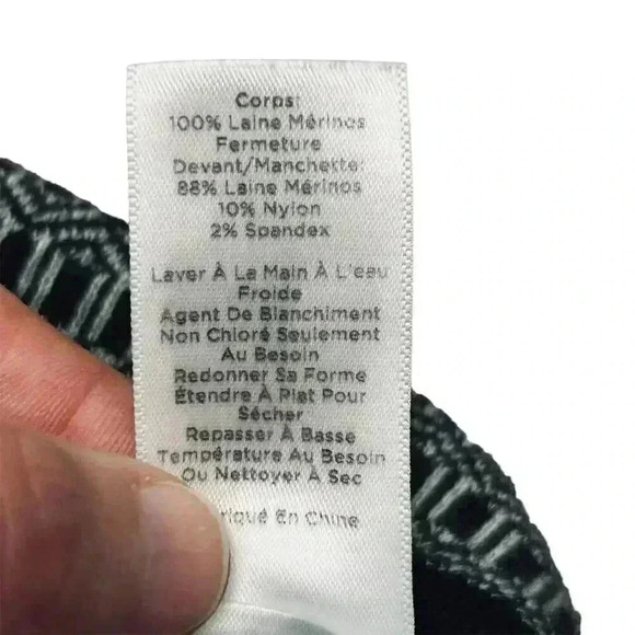 Talbots Women's 3/4 Sleeve Wool Sweater Black & White Geometric Size L - Picture 4 of 6